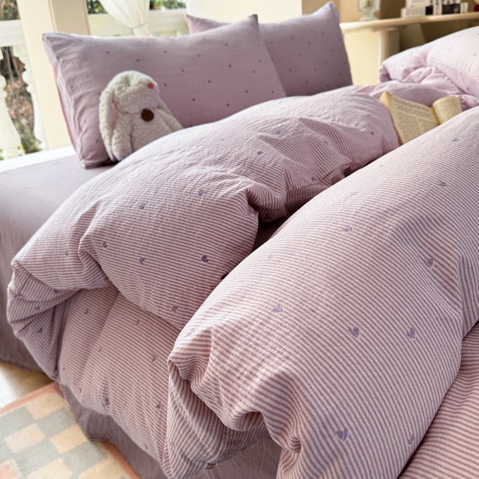 91家纺网 家纺一手货源 找家纺 韩巢家纺 2025新款云感提花双层纱单被套被套单件单品被套-（提供卖家秀） 紫倾心