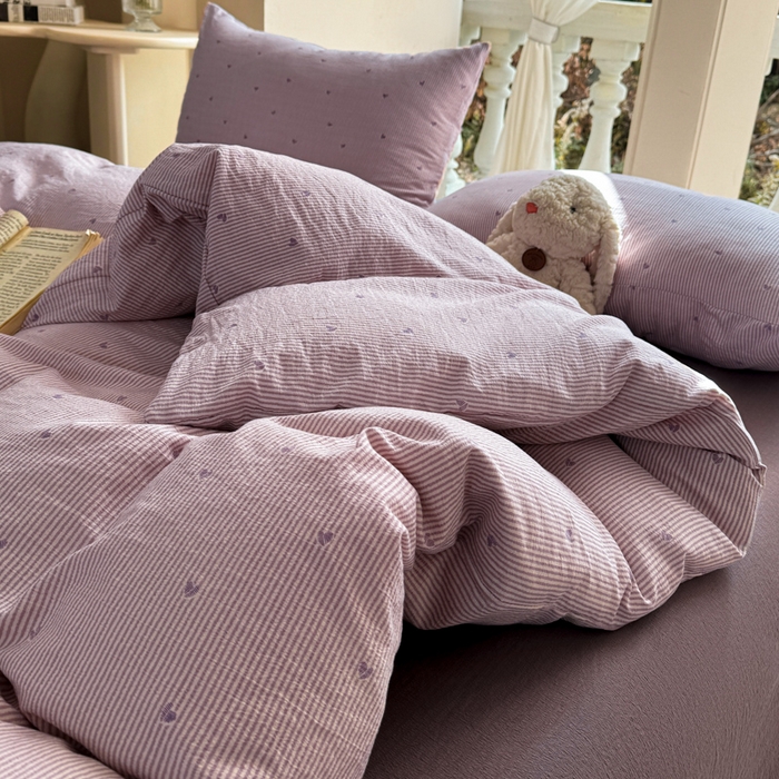 91家纺网 家纺一手货源 找家纺 韩巢家纺 2025新款云感提花双层纱单被套被套单件单品被套-（提供卖家秀） 紫倾心