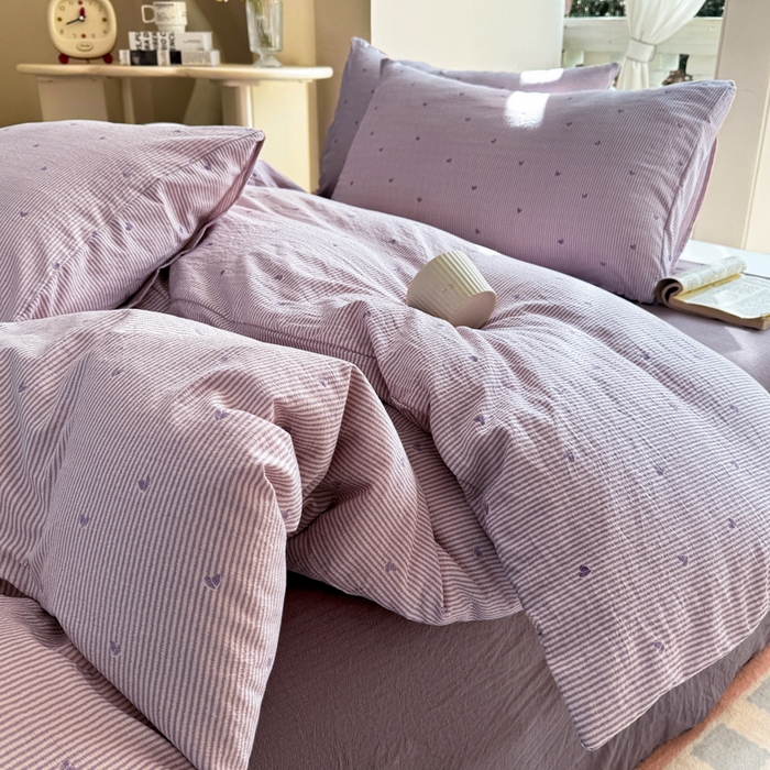 91家纺网 家纺一手货源 找家纺 韩巢家纺 2025新款云感提花双层纱单被套被套单件单品被套-（提供卖家秀） 紫倾心