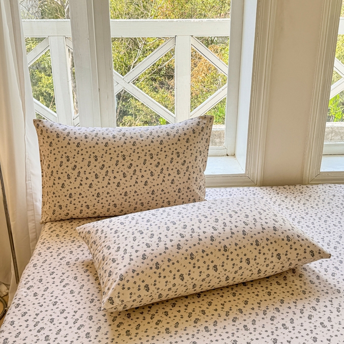 91家纺网 家纺一手货源 找家纺 韩巢家纺 2025新款全棉纯棉田园小清新花卉老粗布席子凉席夏季凉席席子床笠款床套 紫韵