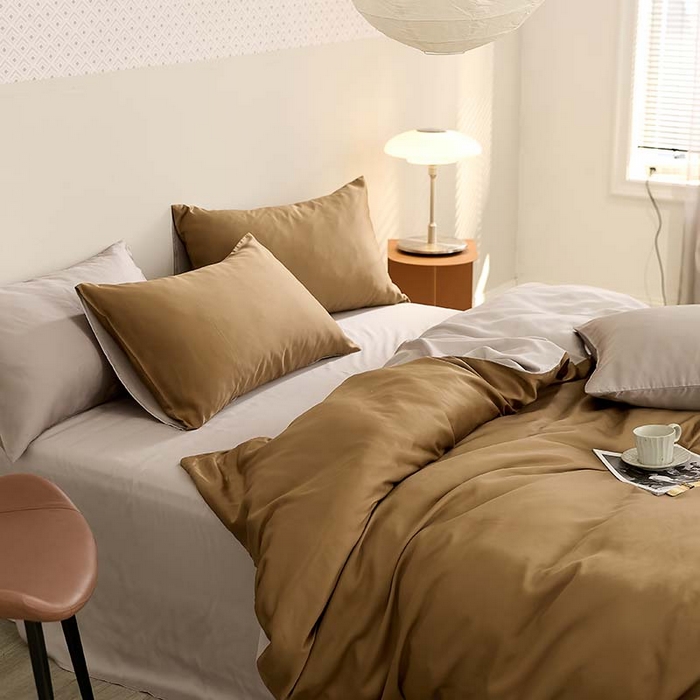 91家纺网 家纺一手货源 找家纺 咏绒家纺工厂店 2025新款60S奥地利兰精天丝轻奢系列（风格三） 敦煌色-曙光银