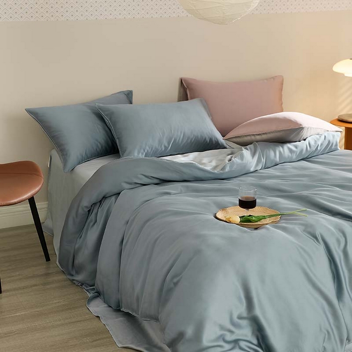 91家纺网 家纺一手货源 找家纺 咏绒家纺工厂店 2025新款60S奥地利兰精天丝轻奢系列（风格三） 灰蓝色-冰川灰