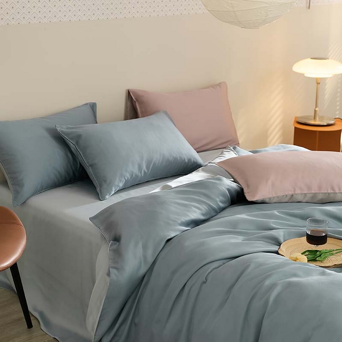 91家纺网 家纺一手货源 找家纺 咏绒家纺工厂店 2025新款60S奥地利兰精天丝轻奢系列（风格三） 灰蓝色-冰川灰