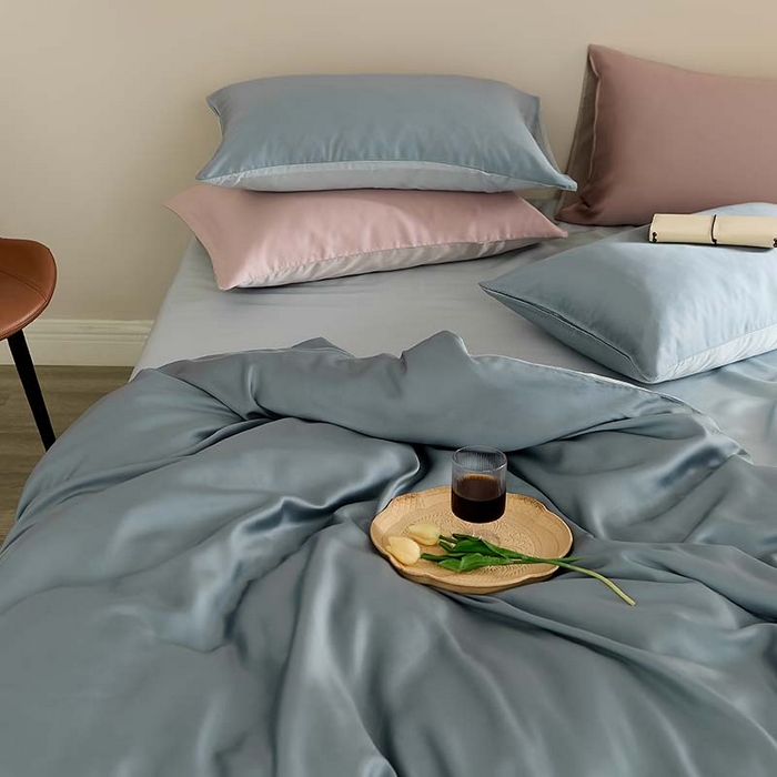 91家纺网 家纺一手货源 找家纺 咏绒家纺工厂店 2025新款60S奥地利兰精天丝轻奢系列（风格三） 灰蓝色-冰川灰