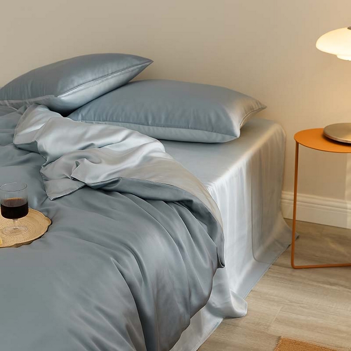 91家纺网 家纺一手货源 找家纺 咏绒家纺工厂店 2025新款60S奥地利兰精天丝轻奢系列（风格三） 灰蓝色-冰川灰