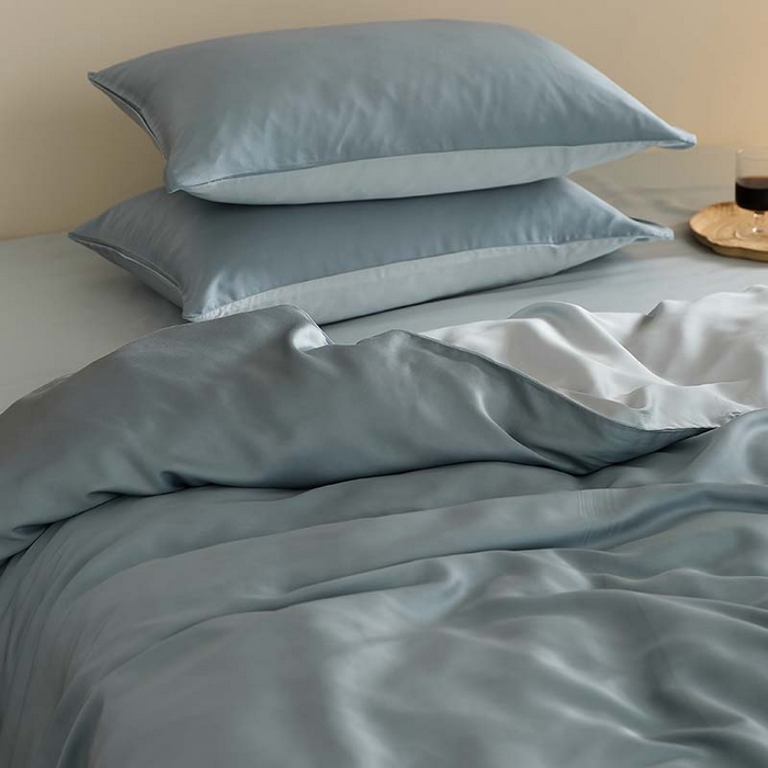 91家纺网 家纺一手货源 找家纺 咏绒家纺工厂店 2025新款60S奥地利兰精天丝轻奢系列（风格三） 灰蓝色-冰川灰