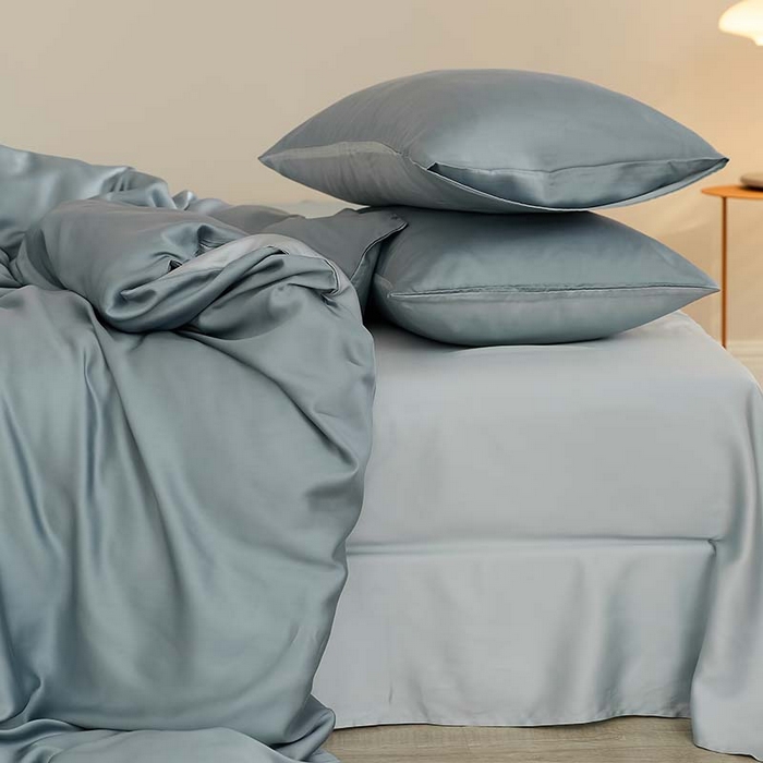 91家纺网 家纺一手货源 找家纺 咏绒家纺工厂店 2025新款60S奥地利兰精天丝轻奢系列（风格三） 灰蓝色-冰川灰