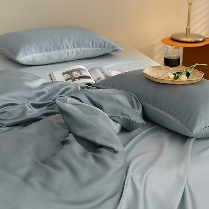 91家纺网 家纺一手货源 找家纺 咏绒家纺工厂店 2025新款60S奥地利兰精天丝轻奢系列（风格三） 灰蓝色-冰川灰