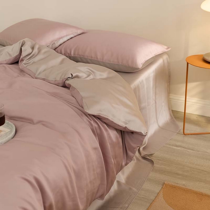 91家纺网 家纺一手货源 找家纺 咏绒家纺工厂店 2025新款60S奥地利兰精天丝轻奢系列（风格三） 满天星紫-曙光银