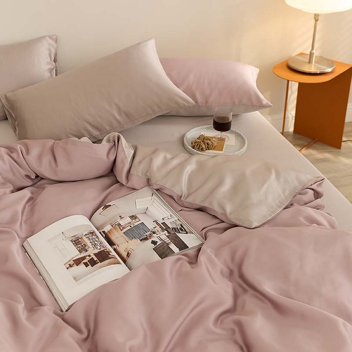 91家纺网 家纺一手货源 找家纺 咏绒家纺工厂店 2025新款60S奥地利兰精天丝轻奢系列（风格三） 满天星紫-曙光银