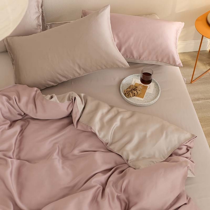 91家纺网 家纺一手货源 找家纺 咏绒家纺工厂店 2025新款60S奥地利兰精天丝轻奢系列（风格三） 满天星紫-曙光银