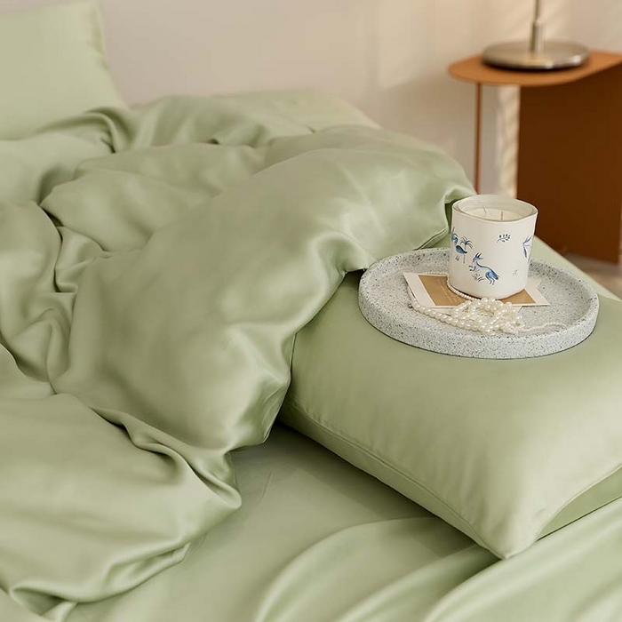 91家纺网 家纺一手货源 找家纺 咏绒家纺工厂店 2025新款60S奥地利兰精天丝轻奢系列（风格三） 嫩芽绿