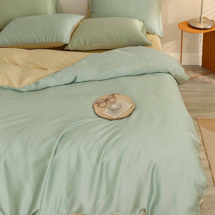 91家纺网 家纺一手货源 找家纺 咏绒家纺工厂店 2025新款60S奥地利兰精天丝轻奢系列（风格三） 浅艾绿-香槟金