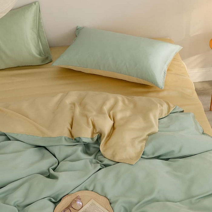 91家纺网 家纺一手货源 找家纺 咏绒家纺工厂店 2025新款60S奥地利兰精天丝轻奢系列（风格三） 浅艾绿-香槟金