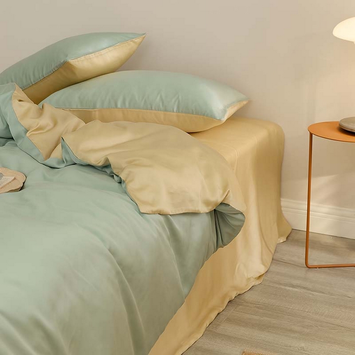 91家纺网 家纺一手货源 找家纺 咏绒家纺工厂店 2025新款60S奥地利兰精天丝轻奢系列（风格三） 浅艾绿-香槟金