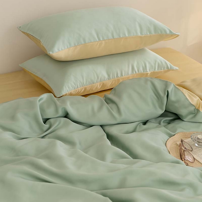 91家纺网 家纺一手货源 找家纺 咏绒家纺工厂店 2025新款60S奥地利兰精天丝轻奢系列（风格三） 浅艾绿-香槟金