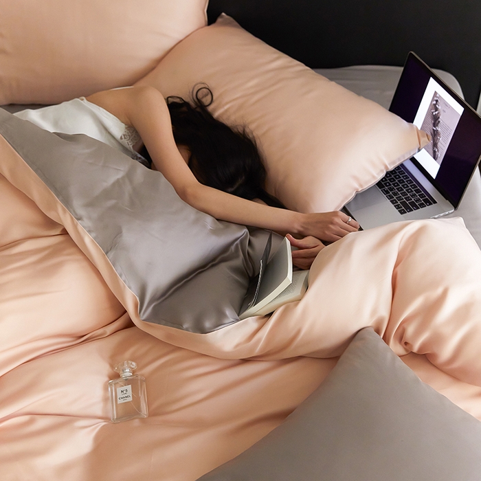 91家纺网 家纺一手货源 找家纺 咏绒家纺工厂店 2025新款60S奥地利兰精天丝轻奢四件套系列（风格二） 月光色-岩石灰