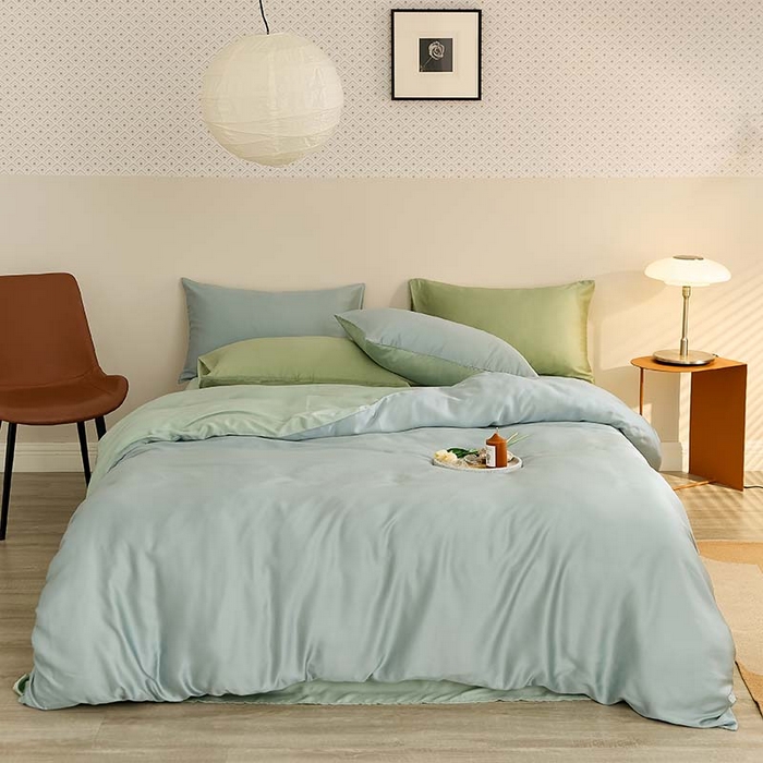 咏绒家纺工厂店 2025新款60S奥地利兰精天丝轻奢系列（风格三） 天空蓝-浅艾绿