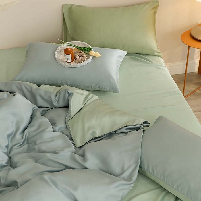 91家纺网 家纺一手货源 找家纺 咏绒家纺工厂店 2025新款60S奥地利兰精天丝轻奢系列（风格三） 天空蓝-浅艾绿