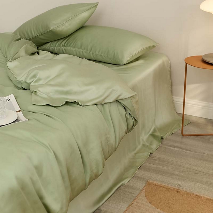 91家纺网 家纺一手货源 找家纺 咏绒家纺工厂店 2025新款60S奥地利兰精天丝轻奢系列（风格三） 香奈儿绿-嫩叶绿