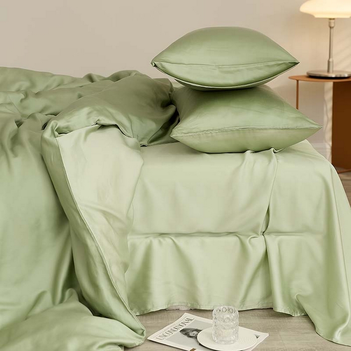 91家纺网 家纺一手货源 找家纺 咏绒家纺工厂店 2025新款60S奥地利兰精天丝轻奢系列（风格三） 香奈儿绿-嫩叶绿