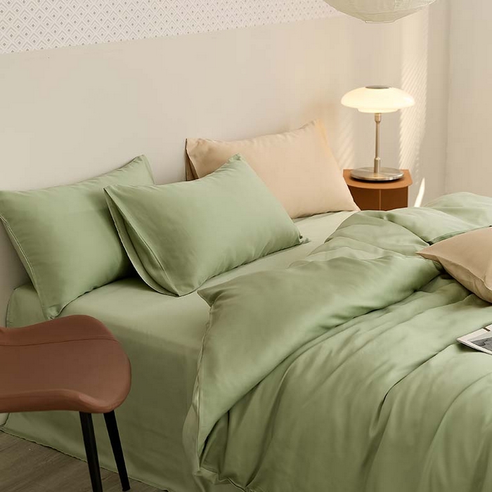 91家纺网 家纺一手货源 找家纺 咏绒家纺工厂店 2025新款60S奥地利兰精天丝轻奢系列（风格三） 香奈儿绿-嫩叶绿