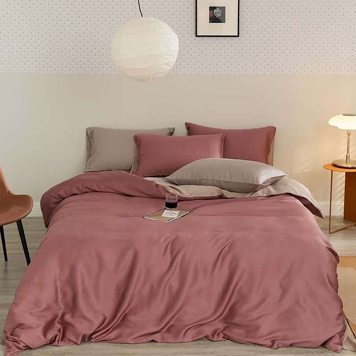 咏绒家纺工厂店 2025新款60S奥地利兰精天丝轻奢系列（风格三） 野樱莓-芋泥灰