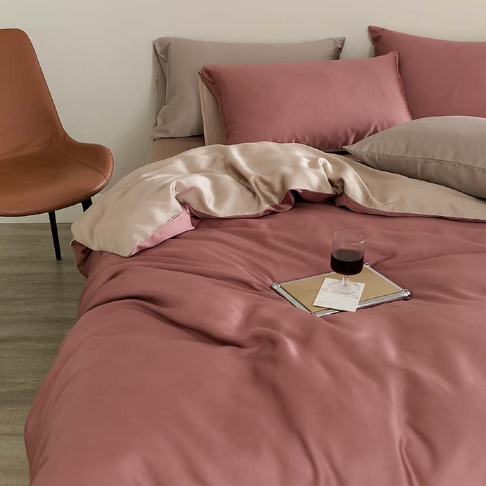 91家纺网 家纺一手货源 找家纺 咏绒家纺工厂店 2025新款60S奥地利兰精天丝轻奢系列（风格三） 野樱莓-芋泥灰