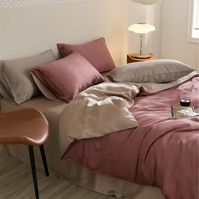 91家纺网 家纺一手货源 找家纺 咏绒家纺工厂店 2025新款60S奥地利兰精天丝轻奢系列（风格三） 野樱莓-芋泥灰