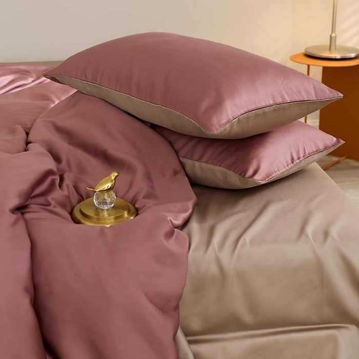 91家纺网 家纺一手货源 找家纺 咏绒家纺工厂店 2025新款60S奥地利兰精天丝轻奢系列（风格三） 野樱莓-芋泥灰