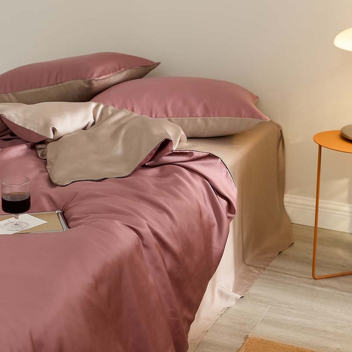 91家纺网 家纺一手货源 找家纺 咏绒家纺工厂店 2025新款60S奥地利兰精天丝轻奢系列（风格三） 野樱莓-芋泥灰