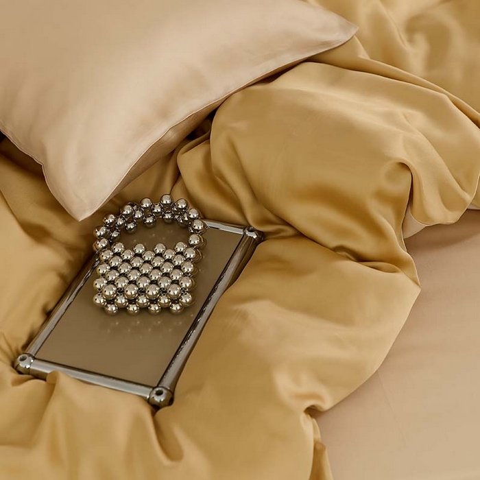 91家纺网 家纺一手货源 找家纺 咏绒家纺工厂店 2025新款60S奥地利兰精天丝轻奢系列（风格三） 芝士黄-沙茶色