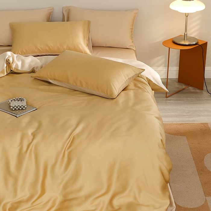 91家纺网 家纺一手货源 找家纺 咏绒家纺工厂店 2025新款60S奥地利兰精天丝轻奢系列（风格三） 芝士黄-沙茶色