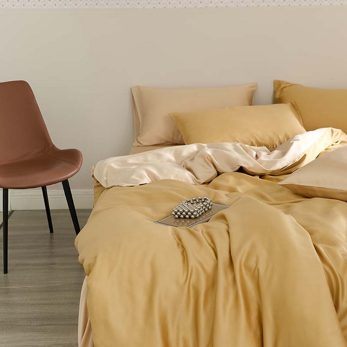 91家纺网 家纺一手货源 找家纺 咏绒家纺工厂店 2025新款60S奥地利兰精天丝轻奢系列（风格三） 芝士黄-沙茶色