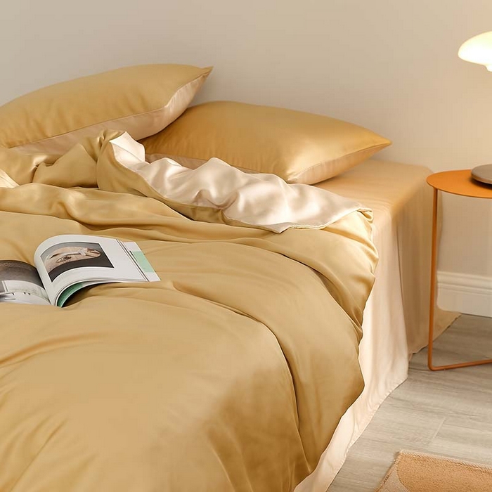 91家纺网 家纺一手货源 找家纺 咏绒家纺工厂店 2025新款60S奥地利兰精天丝轻奢系列（风格三） 芝士黄-沙茶色