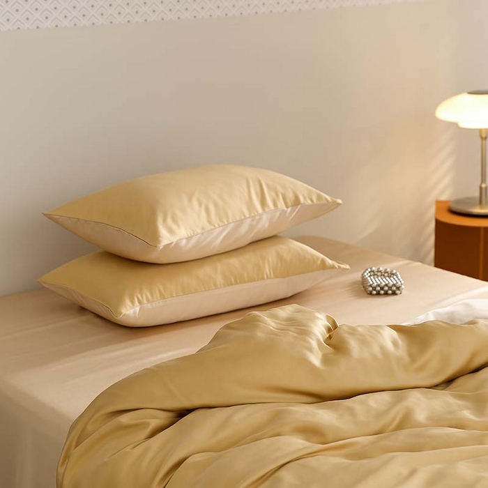 91家纺网 家纺一手货源 找家纺 咏绒家纺工厂店 2025新款60S奥地利兰精天丝轻奢系列（风格三） 芝士黄-沙茶色