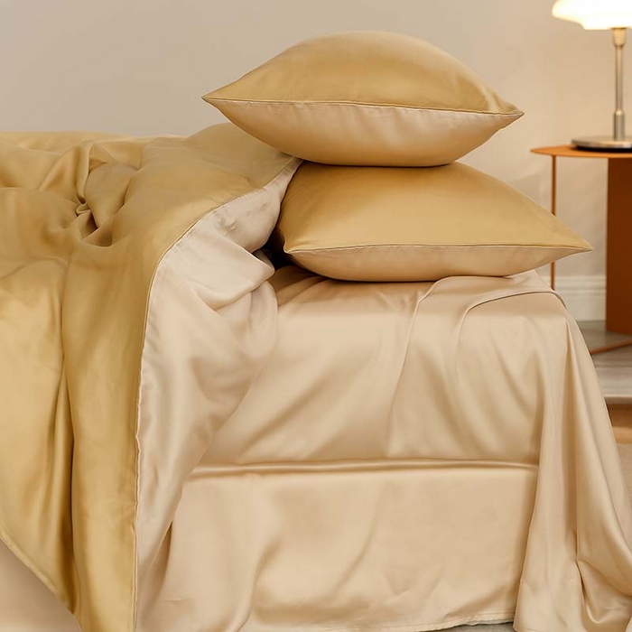 91家纺网 家纺一手货源 找家纺 咏绒家纺工厂店 2025新款60S奥地利兰精天丝轻奢系列（风格三） 芝士黄-沙茶色