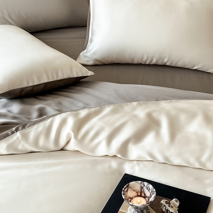 91家纺网 家纺一手货源 找家纺 咏绒家纺工厂店 2025新款60S奥地利兰精天丝轻奢系列（风格三） 乳蛋白-冷岩灰