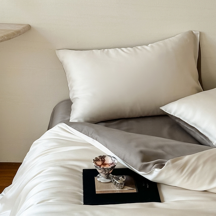 91家纺网 家纺一手货源 找家纺 咏绒家纺工厂店 2025新款60S奥地利兰精天丝轻奢系列（风格三） 乳蛋白-冷岩灰