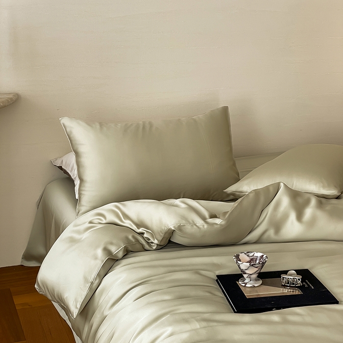 91家纺网 家纺一手货源 找家纺 咏绒家纺工厂店 2025新款60S奥地利兰精天丝轻奢系列（风格三） 烟轻绿