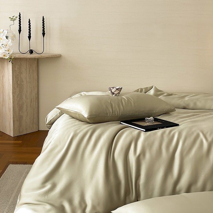 91家纺网 家纺一手货源 找家纺 咏绒家纺工厂店 2025新款60S奥地利兰精天丝轻奢系列（风格三） 烟轻绿