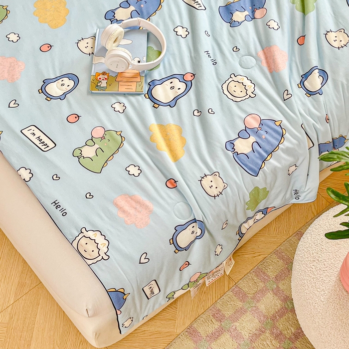 91家纺网 家纺一手货源 找家纺  （不断货 提供买家秀）2025年新款A类母婴级宝宝被子豆豆绒牛奶针织棉被子儿童豆豆被大豆被春秋被 云朵企鹅