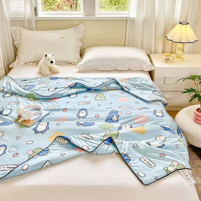 91家纺网 家纺一手货源 找家纺  （不断货 提供买家秀）2025年新款A类母婴级宝宝被子豆豆绒牛奶针织棉被子儿童豆豆被大豆被春秋被 云朵企鹅