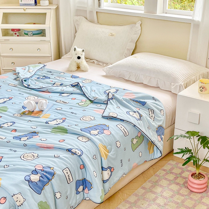 91家纺网 家纺一手货源 找家纺  （不断货 提供买家秀）2025年新款A类母婴级宝宝被子豆豆绒牛奶针织棉被子儿童豆豆被大豆被春秋被 云朵企鹅