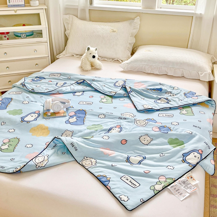 91家纺网 家纺一手货源 找家纺  （不断货 提供买家秀）2025年新款A类母婴级宝宝被子豆豆绒牛奶针织棉被子儿童豆豆被大豆被春秋被 云朵企鹅