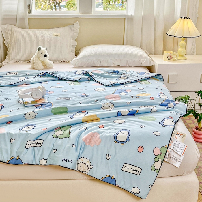 91家纺网 家纺一手货源 找家纺  （不断货 提供买家秀）2025年新款A类母婴级宝宝被子豆豆绒牛奶针织棉被子儿童豆豆被大豆被春秋被 云朵企鹅