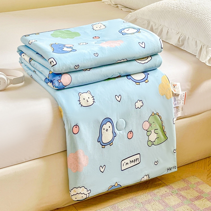 91家纺网 家纺一手货源 找家纺  （不断货 提供买家秀）2025年新款A类母婴级宝宝被子豆豆绒牛奶针织棉被子儿童豆豆被大豆被春秋被 云朵企鹅