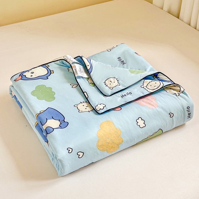 91家纺网 家纺一手货源 找家纺  （不断货 提供买家秀）2025年新款A类母婴级宝宝被子豆豆绒牛奶针织棉被子儿童豆豆被大豆被春秋被 云朵企鹅