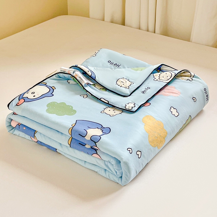 91家纺网 家纺一手货源 找家纺  （不断货 提供买家秀）2025年新款A类母婴级宝宝被子豆豆绒牛奶针织棉被子儿童豆豆被大豆被春秋被 云朵企鹅