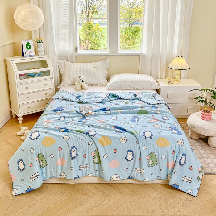 91家纺网 家纺一手货源 找家纺  （不断货 提供买家秀）2025年新款A类母婴级宝宝被子豆豆绒牛奶针织棉被子儿童豆豆被大豆被春秋被 云朵企鹅